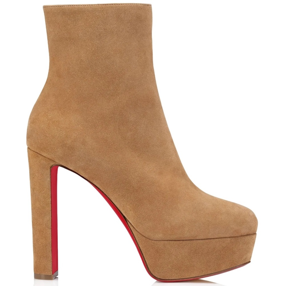 Christian Louboutin Loo Booty 130 Lionne Beige Platform Heel Ankle Boot 40.5 - Picture 3 of 15